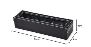 STORESHINE Men's and Women's Leatherette Watch organizer holder Case for 6 Watches, Removable Watch Pillows, Watch Box Holder, Gift for Loved Ones (Grey::Black)