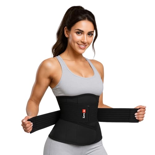 BE SAFE Forever Postpartum Belly Belt for Women - 3 in 1 Tummy Tucker | Waist, Pelvis & Back Support | Fat Slimming Shapewear After Delivery & C-Section | Adjustable Fit 30-46 Inches, Black