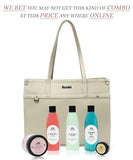 Rosetta 6-in-1 Beauty Gift Set for Women | Beige Handbag with Face Gel, Aloe Vera Lotion, Shower Gel, Bath Salt & Lip Balm | Premium Spa Kit Combo.