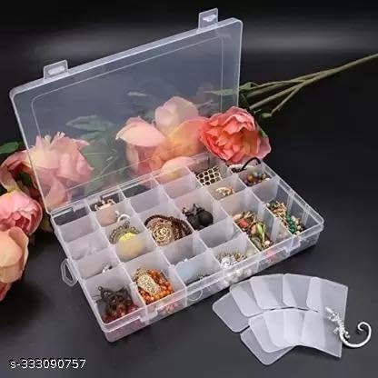 Women's Plastic Jewellery Grid Organizer Box with Imitation Adjustable Dividers 36 Grid Boxes for Travel, Home, Storage Box for MACKUP, Jewellery Vanity Box NO Vanity Box(Clear) Serviz 1