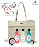 Rosetta 6-in-1 Beauty Gift Set for Women | Beige Handbag with Face Gel, Aloe Vera Lotion, Shower Gel, Bath Salt & Lip Balm | Premium Spa Kit Combo.