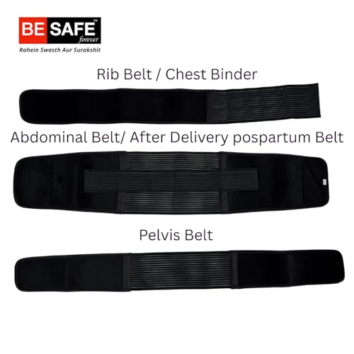 BE SAFE Forever Postpartum Belly Belt for Women - 3 in 1 Tummy Tucker | Waist, Pelvis & Back Support | Fat Slimming Shapewear After Delivery & C-Section | Adjustable Fit 30-46 Inches, Black