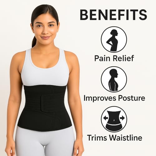 BE SAFE Forever Postpartum Belly Belt for Women - 3 in 1 Tummy Tucker | Waist, Pelvis & Back Support | Fat Slimming Shapewear After Delivery & C-Section | Adjustable Fit 30-46 Inches, Black