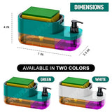 SWAPKART ABS 3 in 1 Soap Pump Dispenser Dish Soap Liquid Dispenser Sponge Holder Dish Soap Pump Dispenser for Kitchen Sink Countertop Bathroom Outdoor Garden(Peacock Colour), Multicolor