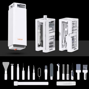 Tukzer Laptop Screen Keyboard Cleaner Kit, 32-in-1 Electronic Gadget Cleaning Tool with SD Card Storage Slot for MacBook, iPad iPhone Smartphone Tablet, PC Computer, DSLR Camera Lens, Airpods (White)