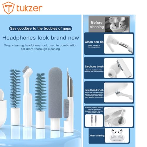 Tukzer Laptop Screen Keyboard Cleaner Kit, 32-in-1 Electronic Gadget Cleaning Tool with SD Card Storage Slot for MacBook, iPad iPhone Smartphone Tablet, PC Computer, DSLR Camera Lens, Airpods (White)