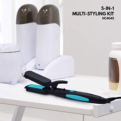 Havells 5-in-1 Multi Styling Kit - Straightener, Curler, Crimper, Conical Curler & Volume Brush | For Multiple Hair Styles | 2 Years Guarantee | Blue/Black | HC4045
