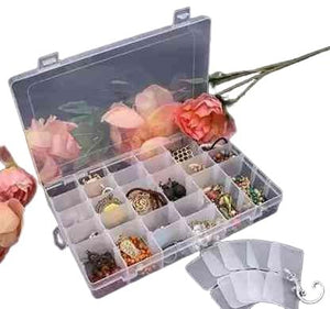 Women's Plastic Jewellery Grid Organizer Box with Imitation Adjustable Dividers 36 Grid Boxes for Travel, Home, Storage Box for MACKUP, Jewellery Vanity Box NO Vanity Box(Clear) Serviz 1