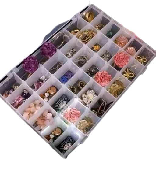 Multipurpose 36 Grid Pack of 1 Plastic Jewellery Organizer Plastic Grid Box Organizer for Jewelry, Hair Pins, Medicine and Kit Ear Ring Organiser Storage Box for Travel Home Women - Transparent