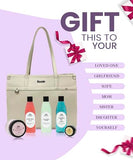 Rosetta 6-in-1 Beauty Gift Set for Women | Beige Handbag with Face Gel, Aloe Vera Lotion, Shower Gel, Bath Salt & Lip Balm | Premium Spa Kit Combo.