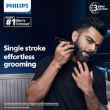 Philips India's No.1 Men's Trimmer | Self Sharpening Blades | Single Stroke Grooming I 9 In1 Face, Nose And Body I 3 Year Warranty | Powerful Motor | No Oil Needed I 60 Min Runtime I MG3710/65,Black