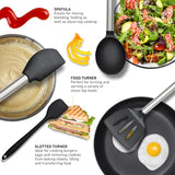 Y Top's Kitchen Utensil Set – 33-Piece Non-Stick Cooking Tools with Holder, Stainless Steel Spatula Set – Essential Cookware Accessories for Pots and Pans