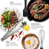 Y Top's Kitchen Utensil Set – 33-Piece Non-Stick Cooking Tools with Holder, Stainless Steel Spatula Set – Essential Cookware Accessories for Pots and Pans