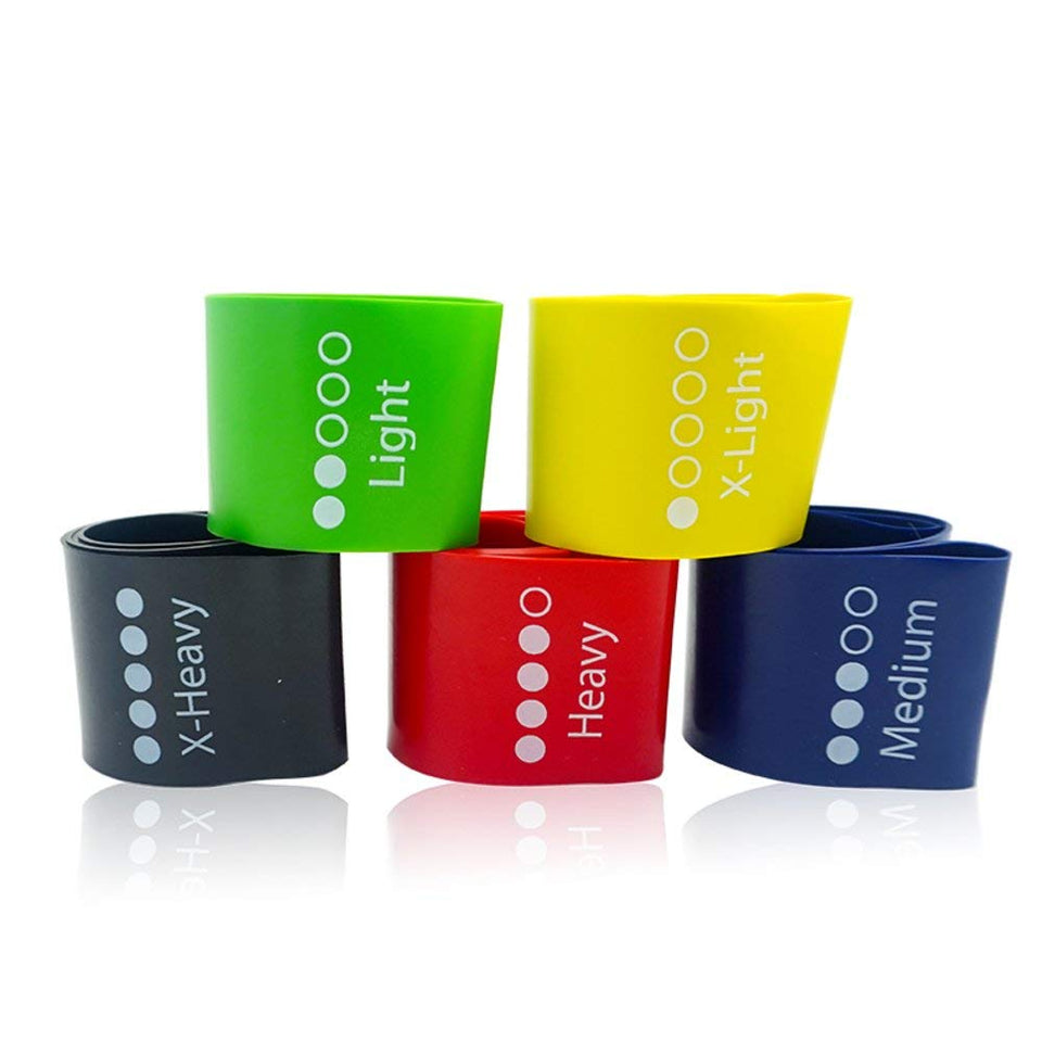 QUXIS Resistance Bands Set for Men and Women, Pack of 5 Different Levels Elastic Band for Home Gym Long Exercise Workout – Great Fitness Equipment for Training, Yoga – Free Carrying Bag