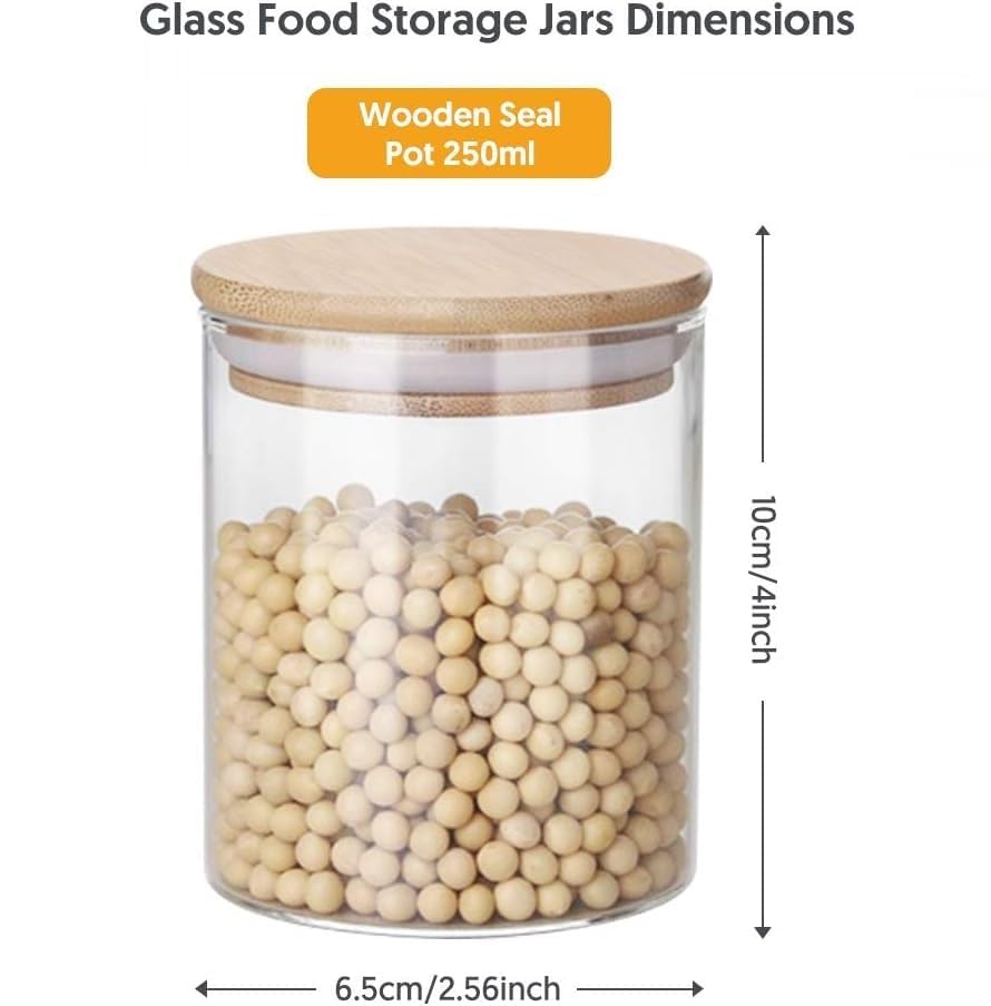 EVATTA Glass Jars For Kitchen 250 Ml | Set Of 12 | Airtight Lid | Glass Storage Jar and Container | kitchen containers set | Glass Jar | Storage Containers for kitchen,Brown