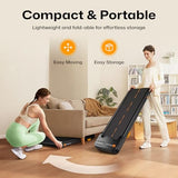 Flexnest Flexpad EZ Pro 2 in 1 Walking Pad Treadmill for Home Use, 1–10 km/h, Foldable Rail, 9% Incline, LED Display, Shock Absorption, 100kg Capacity for Home & Office Use - Black