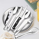 Camping Silverware Kit Cutlery Organizer Utensil Picnic Set - 24 Piece Mess Kit for 4 - Stainless Steel Plate Spoon Clip and Steak Knife Wine Opener Fork Napkin Hiking - Camp Kitchen BBQ’s