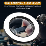 Desk LED Magnifier 10X Magnifier with Flexible Arm, USB 3-Color LED Magnifier with Controller Desk Mounted LED Lamp USB Desk LED Magnifier for Repairing, DIY Crafting, Reading