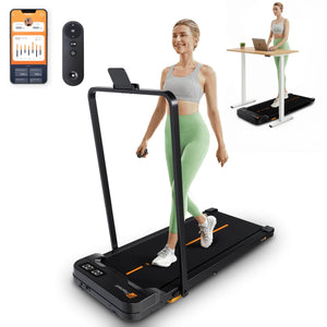 Flexnest Flexpad EZ Pro 2 in 1 Walking Pad Treadmill for Home Use, 1–10 km/h, Foldable Rail, 9% Incline, LED Display, Shock Absorption, 100kg Capacity for Home & Office Use - Black