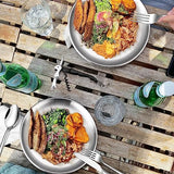 Camping Silverware Kit Cutlery Organizer Utensil Picnic Set - 24 Piece Mess Kit for 4 - Stainless Steel Plate Spoon Clip and Steak Knife Wine Opener Fork Napkin Hiking - Camp Kitchen BBQ’s