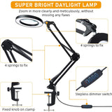 Desk LED Magnifier 10X Magnifier with Flexible Arm, USB 3-Color LED Magnifier with Controller Desk Mounted LED Lamp USB Desk LED Magnifier for Repairing, DIY Crafting, Reading