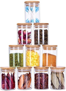 EVATTA Glass Jars For Kitchen 250 Ml | Set Of 12 | Airtight Lid | Glass Storage Jar and Container | kitchen containers set | Glass Jar | Storage Containers for kitchen,Brown