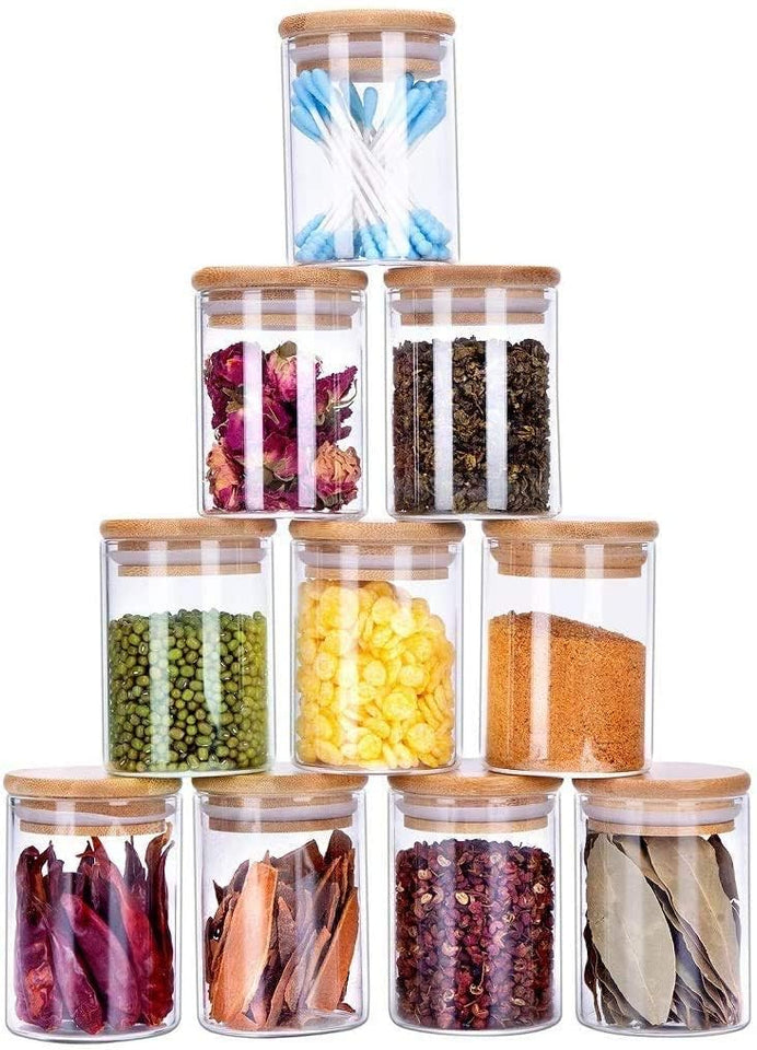 EVATTA Glass Jars For Kitchen 250 Ml | Set Of 12 | Airtight Lid | Glass Storage Jar and Container | kitchen containers set | Glass Jar | Storage Containers for kitchen,Brown