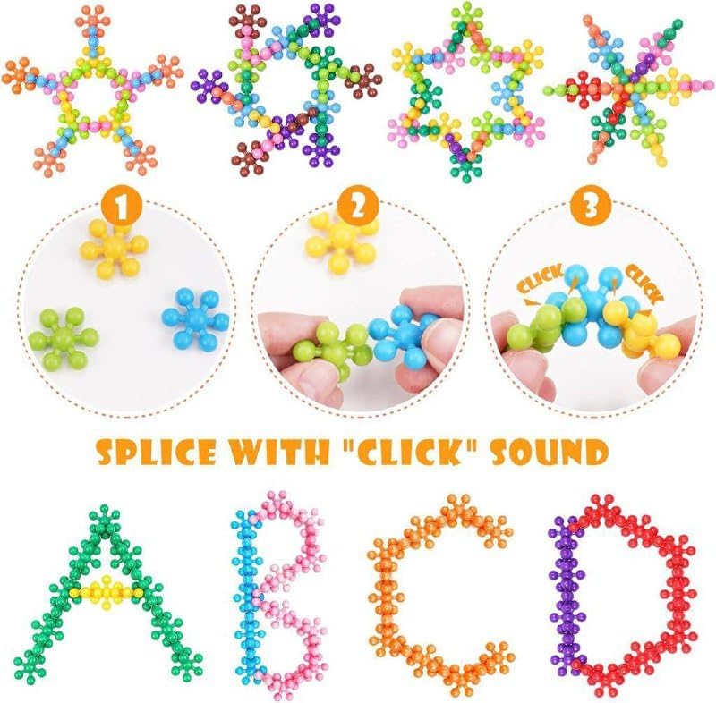 FERIO 200 Pcs Star Shaped, Star Block for Kids Interlocking Blocks Colorful Star Building Blocks Educational STEM Toys (Multicolor, 200Pcs) for 3+ Year