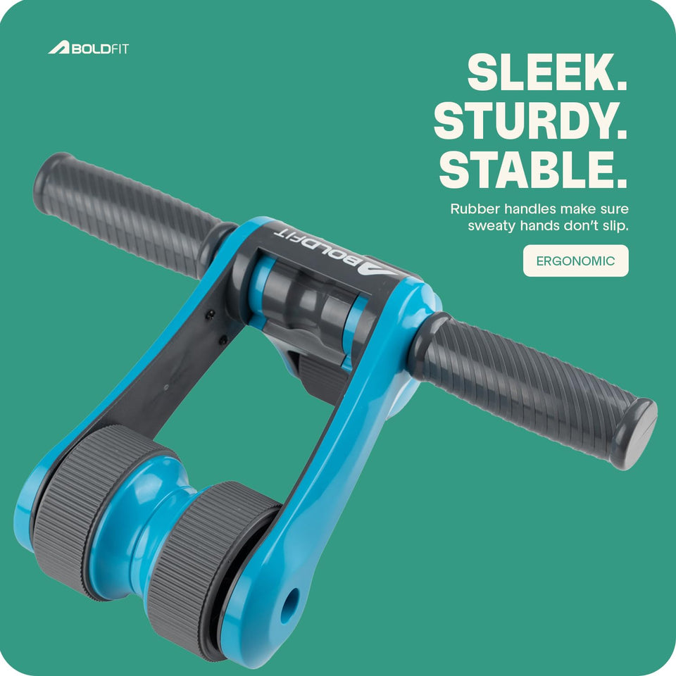 Boldfit Abs Roller for Men & Women Premium Ab Wheel Roller Stomach Abs Roller for Home Workout, Gym Ab Roller for Men Abs Workout Equipment for Abdominal Ab Roller Home Exercise Equipment - Blue