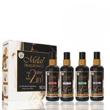 Melas Hair & Body Perfume Mist for Women - Set of 4 (Ravish, White Oud, Twist, Invite) | Long-Lasting Fragrance Spray | Travel-Friendly | Sweet & Warm Scent | Hydrating & Refreshing | Gift Set for Women - Valentine’s Day, Birthday, Anniversary, Special Oc