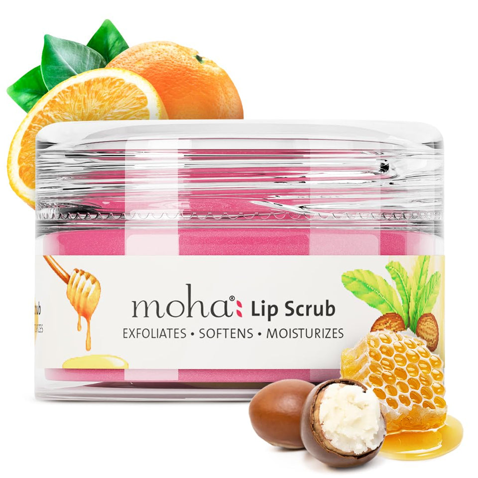 Moha Lip Scrub for Pigmented Lips | Darkness Remover with Shea Butter, Honey, Vitamin C & E | Gently Exfoliates Dry & Chapped Lips, Reduces Fine Lines, Brightens Complexion & Restores Natural Color – 12 g