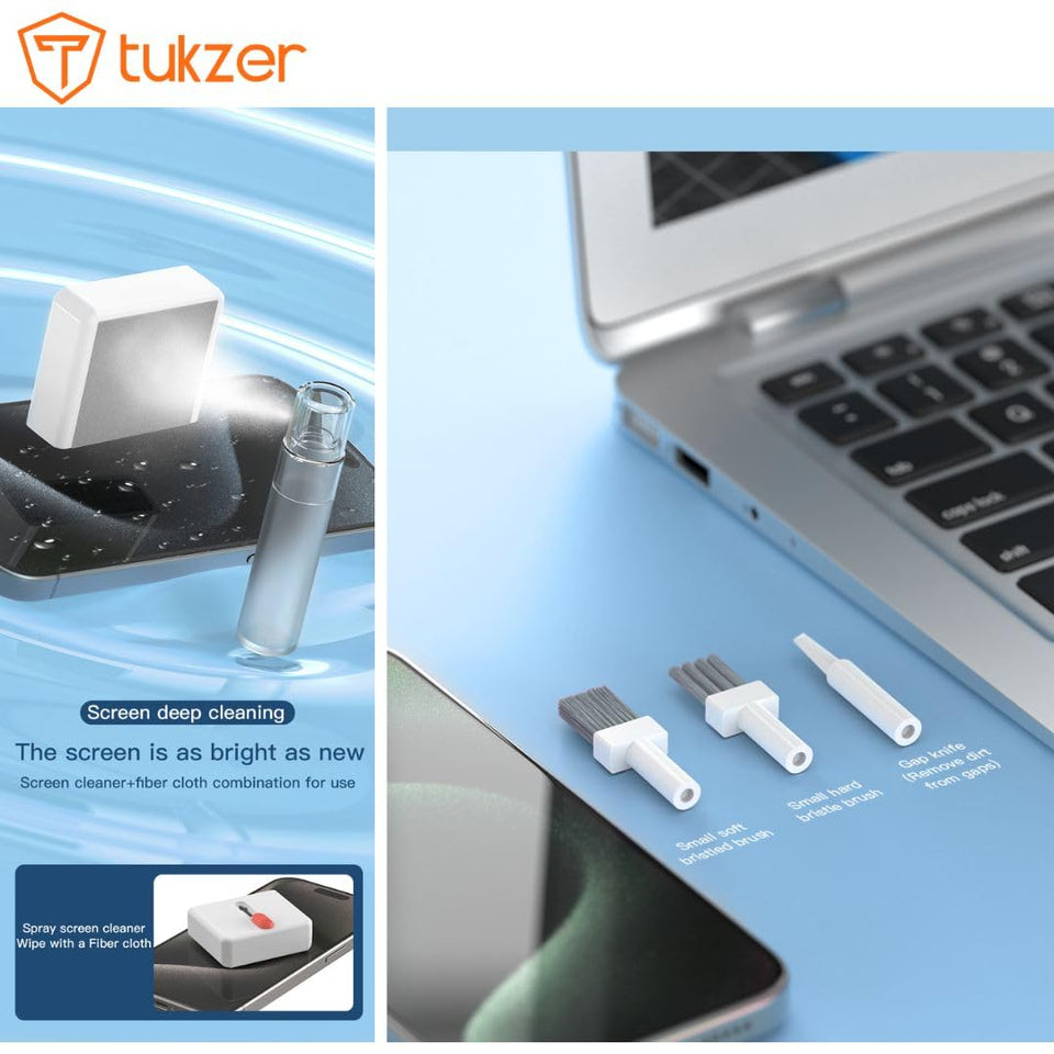 Tukzer Laptop Screen Keyboard Cleaner Kit, 32-in-1 Electronic Gadget Cleaning Tool with SD Card Storage Slot for MacBook, iPad iPhone Smartphone Tablet, PC Computer, DSLR Camera Lens, Airpods (White)