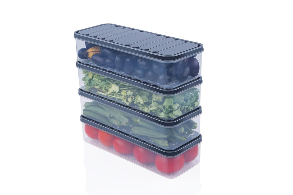 SATVIKAYA Air Tight Plastic Storage Containers Set for Kitchen | Pantry Organizers Kitchen Accessories Items,Fridge Storage Boxes | Leak-Proof, Durable, and Space-Saving (4, 2500ml) (1200 ML, 6)