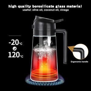 Racklik 500ml 2 in 1 Olive Oil Sprayer and Oil Dispenser Bottle for Kitchen, Glass Oil Bottle with Premium Nozzle, Oil Sprayer for Air Fryer, Salad,BBQ,Roasting (Multi Color) (Pack of 1)