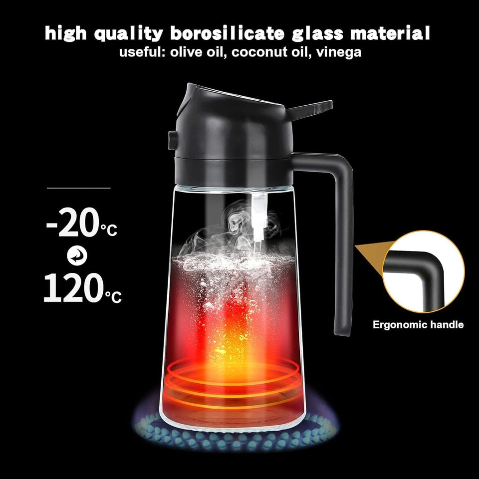 Racklik 500ml 2 in 1 Olive Oil Sprayer and Oil Dispenser Bottle for Kitchen, Glass Oil Bottle with Premium Nozzle, Oil Sprayer for Air Fryer, Salad,BBQ,Roasting (Multi Color) (Pack of 1)