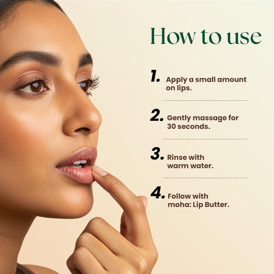 Moha Lip Scrub for Pigmented Lips | Darkness Remover with Shea Butter, Honey, Vitamin C & E | Gently Exfoliates Dry & Chapped Lips, Reduces Fine Lines, Brightens Complexion & Restores Natural Color – 12 g