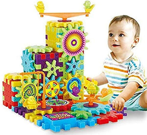 FAMOUS QUALITY Battery Operated 81Pcs Rotating Building Blocks With Gears For Stem Learning, Educational Building Blocks Toys For 5 Years Old Girls And Boys,Multicolor