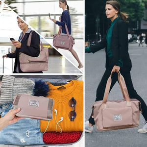 Wazdorf Nylon 41 Liter Expandable Travel Bags for Women, Duffle Bags for Women Luggage, Foldable Vanity Traveling Bag, Waterproof Hand Bag for Ladies Personal Items,Pink