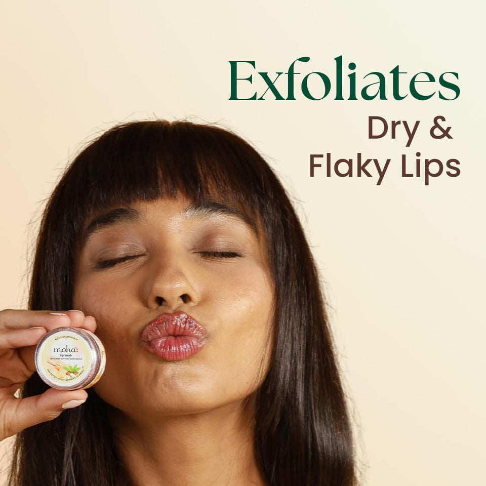 Moha Lip Scrub for Pigmented Lips | Darkness Remover with Shea Butter, Honey, Vitamin C & E | Gently Exfoliates Dry & Chapped Lips, Reduces Fine Lines, Brightens Complexion & Restores Natural Color – 12 g
