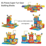 FAMOUS QUALITY Battery Operated 81Pcs Rotating Building Blocks With Gears For Stem Learning, Educational Building Blocks Toys For 5 Years Old Girls And Boys,Multicolor