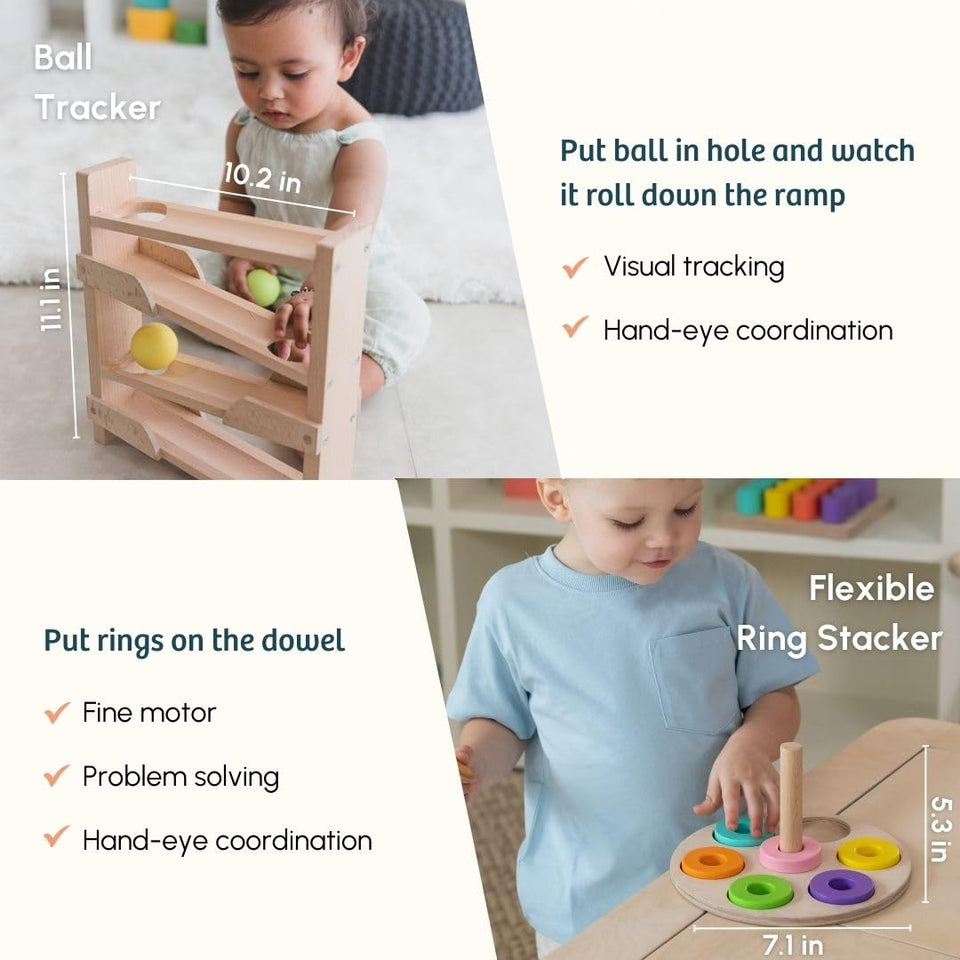 Curious Cub Montessori Learning Wooden Baby Toys| Box 6: 11+ Months|Visual Skills, Tactile Skills & Memory Skills|Montessori Toys For 1 Year Old|Brain Development Activities|Baby Gift Set For New Born