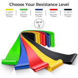 QUXIS Resistance Bands Set for Men and Women, Pack of 5 Different Levels Elastic Band for Home Gym Long Exercise Workout – Great Fitness Equipment for Training, Yoga – Free Carrying Bag