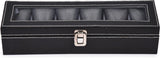 STORESHINE Men's and Women's Leatherette Watch organizer holder Case for 6 Watches, Removable Watch Pillows, Watch Box Holder, Gift for Loved Ones (Grey::Black)