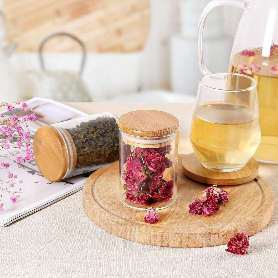 EVATTA Glass Jars For Kitchen 250 Ml | Set Of 12 | Airtight Lid | Glass Storage Jar and Container | kitchen containers set | Glass Jar | Storage Containers for kitchen,Brown