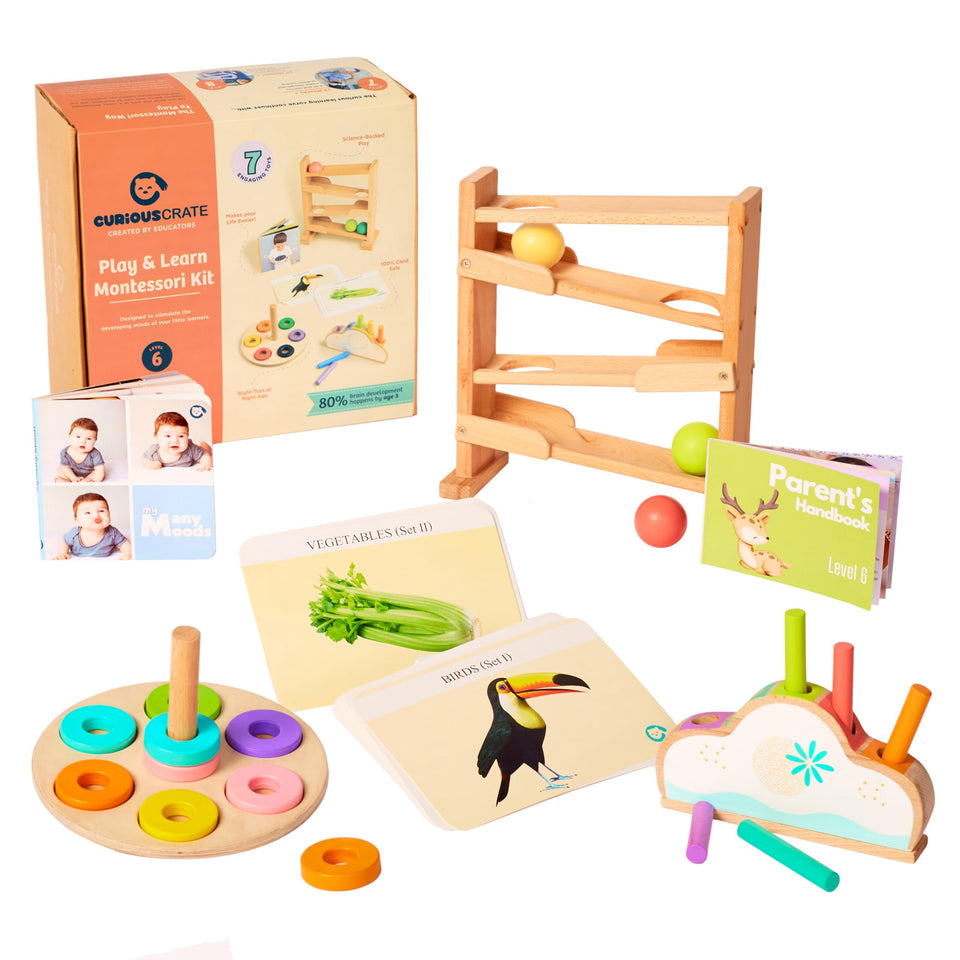 Curious Cub Montessori Learning Wooden Baby Toys| Box 6: 11+ Months|Visual Skills, Tactile Skills & Memory Skills|Montessori Toys For 1 Year Old|Brain Development Activities|Baby Gift Set For New Born