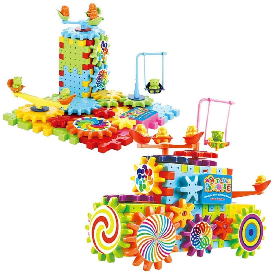FAMOUS QUALITY Battery Operated 81Pcs Rotating Building Blocks With Gears For Stem Learning, Educational Building Blocks Toys For 5 Years Old Girls And Boys,Multicolor