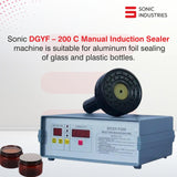 Sonic Industries Induction 200 Compact Induction Sealing Machine | Foil & Cap Sealer for Bottle Packaging | Automatic Bottle Sealing Machine for Plastic, PET & Glass Containers