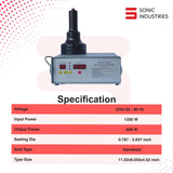 Sonic Industries Induction 200 Compact Induction Sealing Machine | Foil & Cap Sealer for Bottle Packaging | Automatic Bottle Sealing Machine for Plastic, PET & Glass Containers