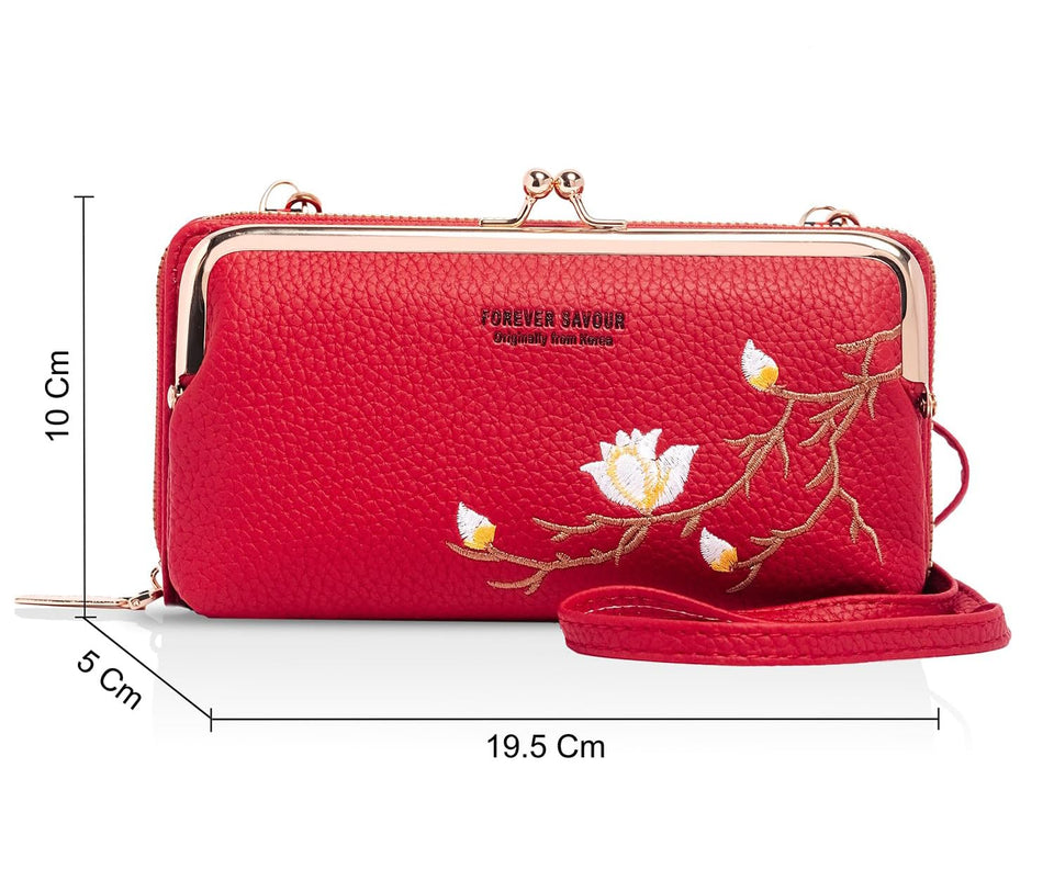 INOVERA (LABEL) Sling Bags for Women, Girls - Crossbody Shoulder Bag with Adjustable Strap - Ladies Stylish Travel Mobile Card Holder (Red)