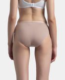 Jockey 3006 Women's High Coverage Super Combed Cotton Elastane Stretch Mid Waist Hipster with Exposed Waistband (Pack of 3_Prints&Colors May Vary)_ Peach,Purple&Mocha_L